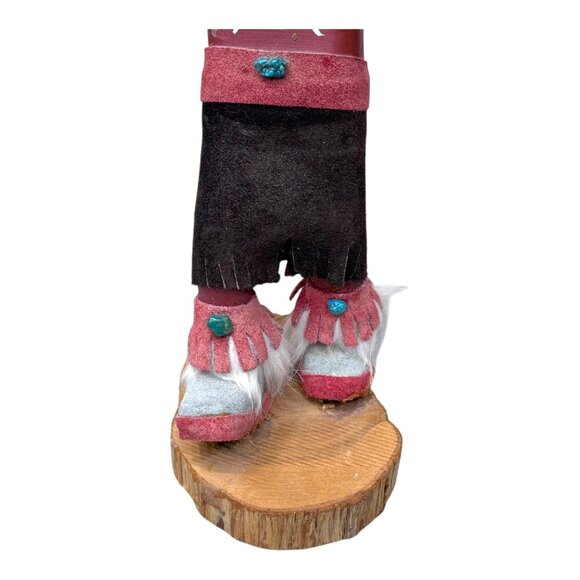 Handmade  Native American Eagle Kachina Doll On Base Faux Fur Feather Large 11" - Picture 3 of 9